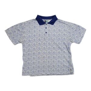 Vintage Bold Spirit Men's Blue Floral Polo Shirt Short Sleeve Size M Taiwan